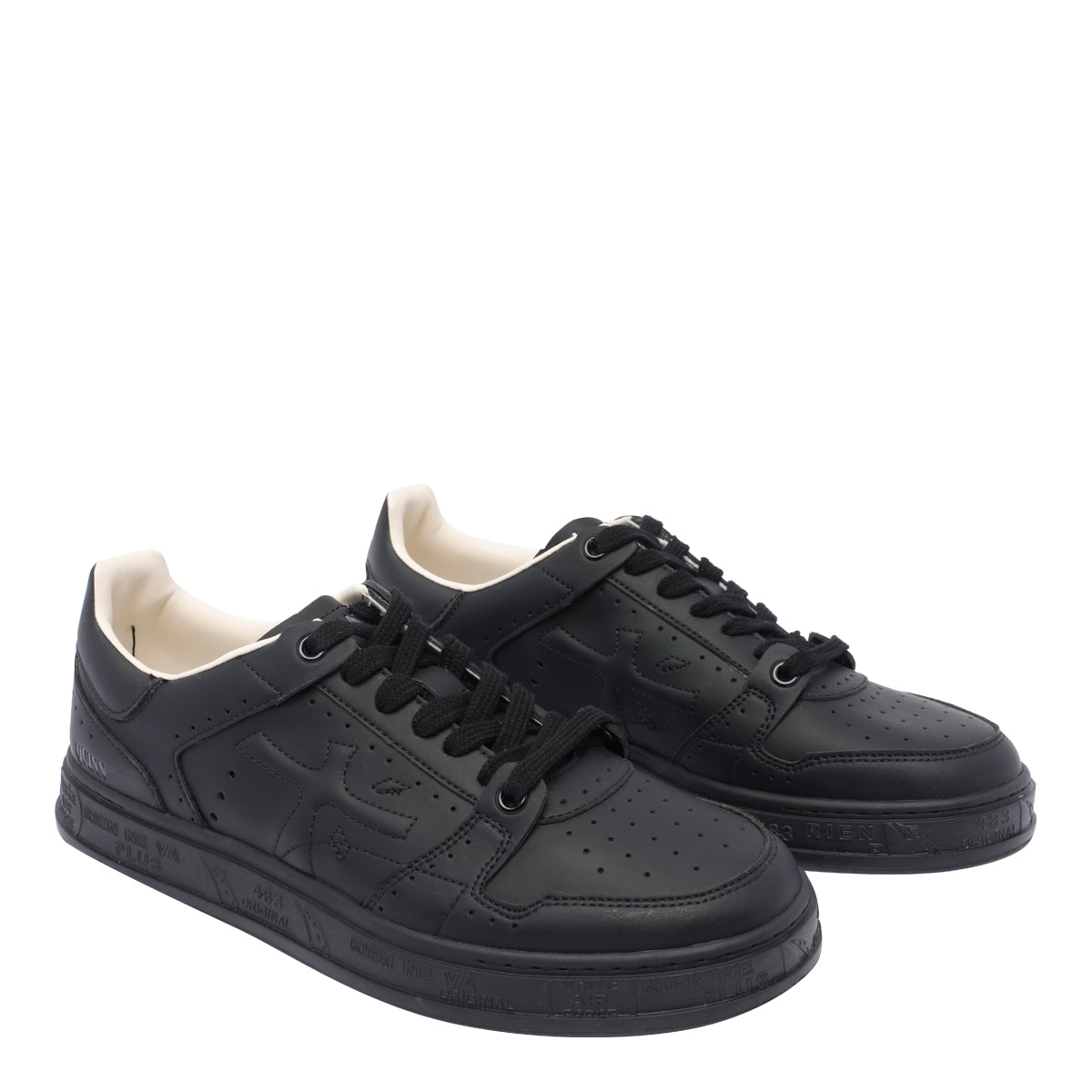 Premiata Sneakers Black Calf Leather/rubber Sole
