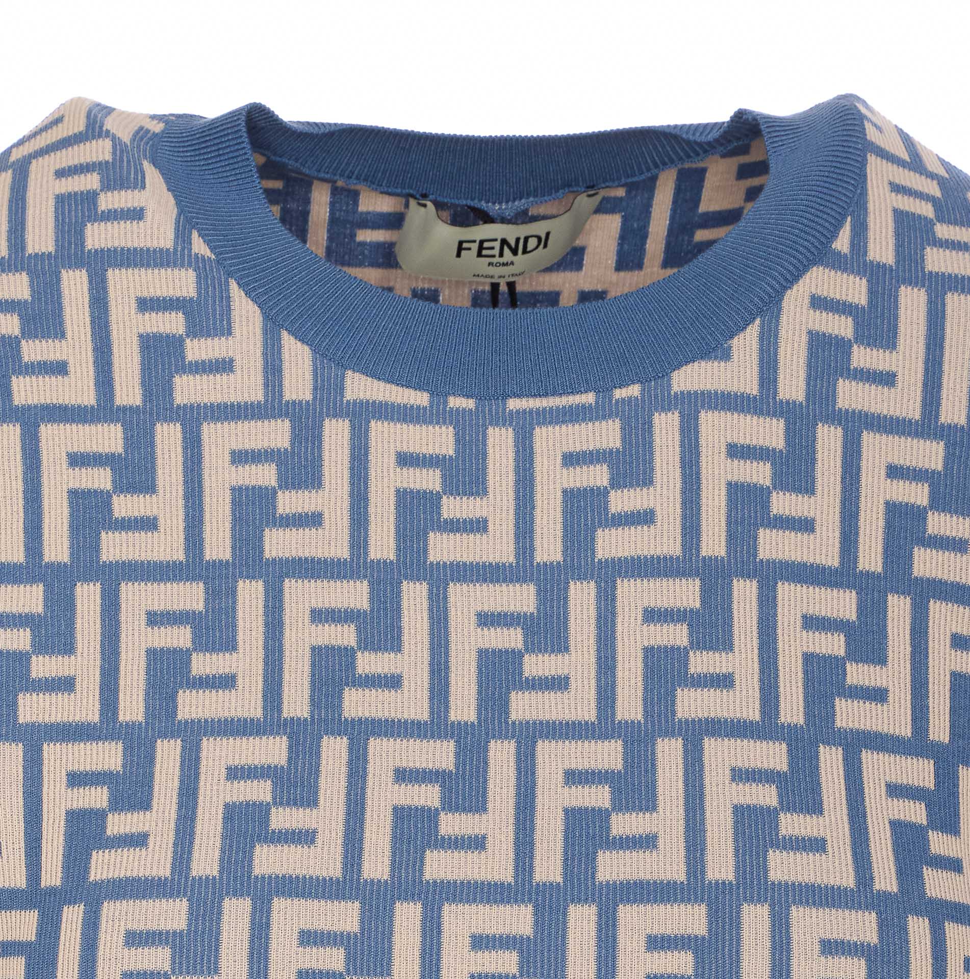 Fendi Sweaters Blue Cotton