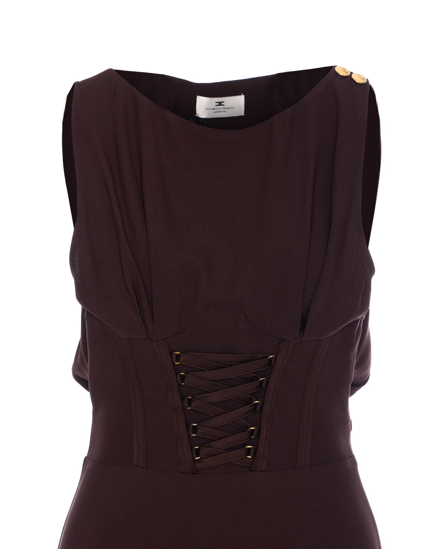 Elisabetta Franchi Dresses Brown Acetate