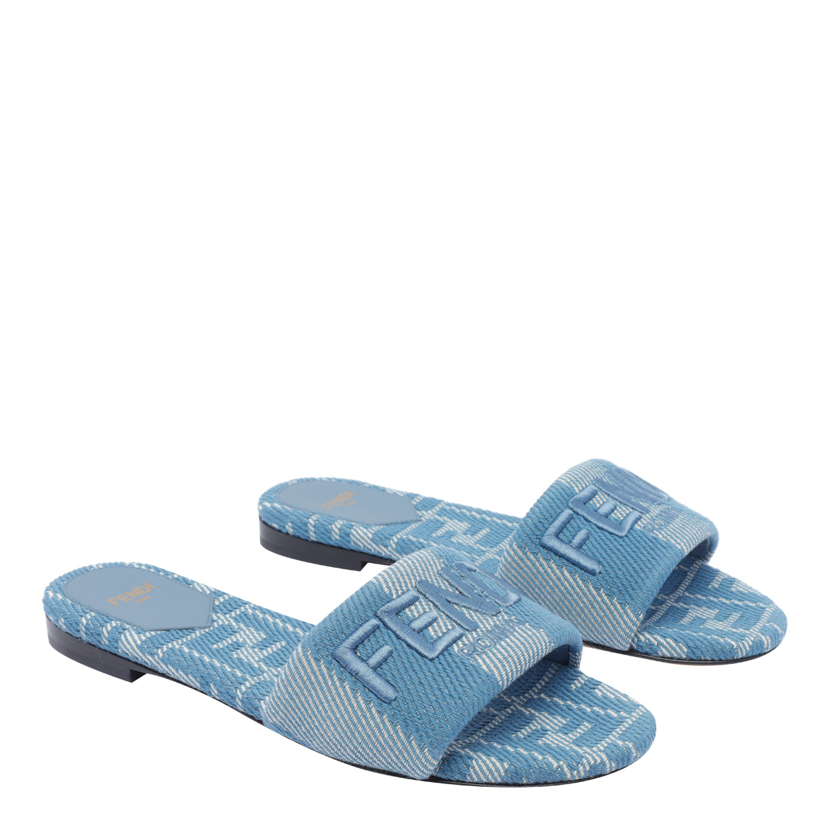 Fendi Sandals Blue Fabric/leather Sole