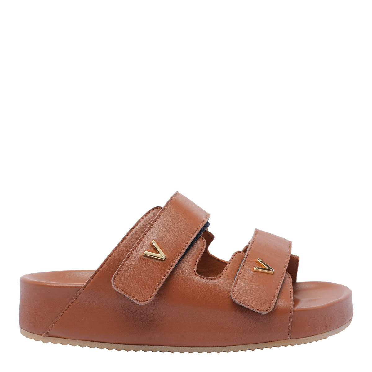 Via Roma 15 Sandals Brown Calf Leather/rubber Sole
