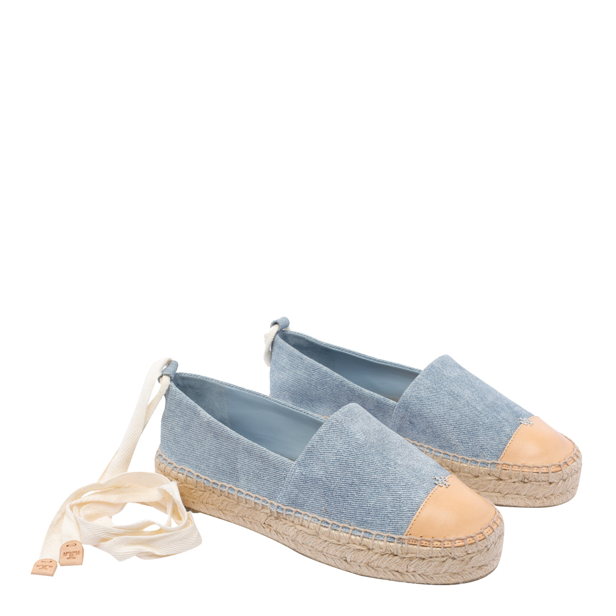 Tory Burch Flat Shoes Blue Calf Leather/rubber Sole