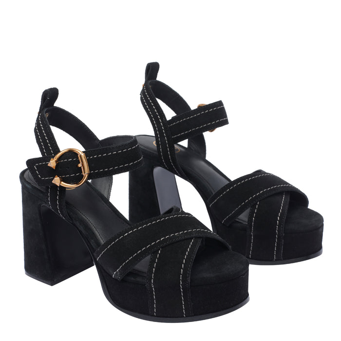 Ash Sandals Black Suede Leather/rubber Sole