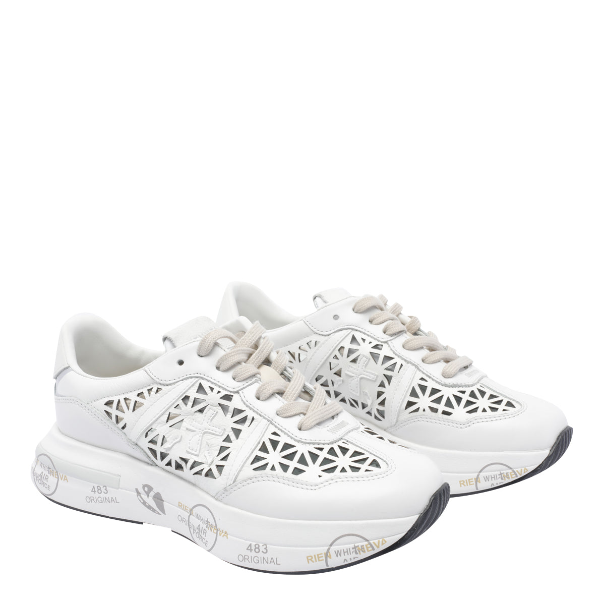 Premiata Sneakers White Calf Leather/rubber Sole