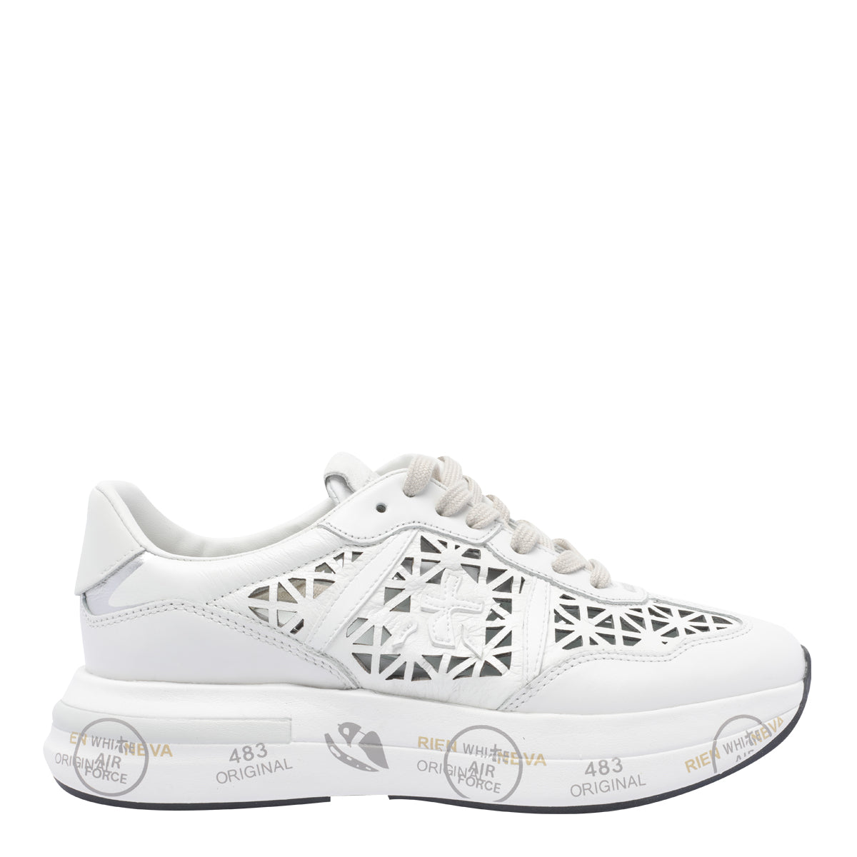 Premiata Sneakers White Calf Leather/rubber Sole