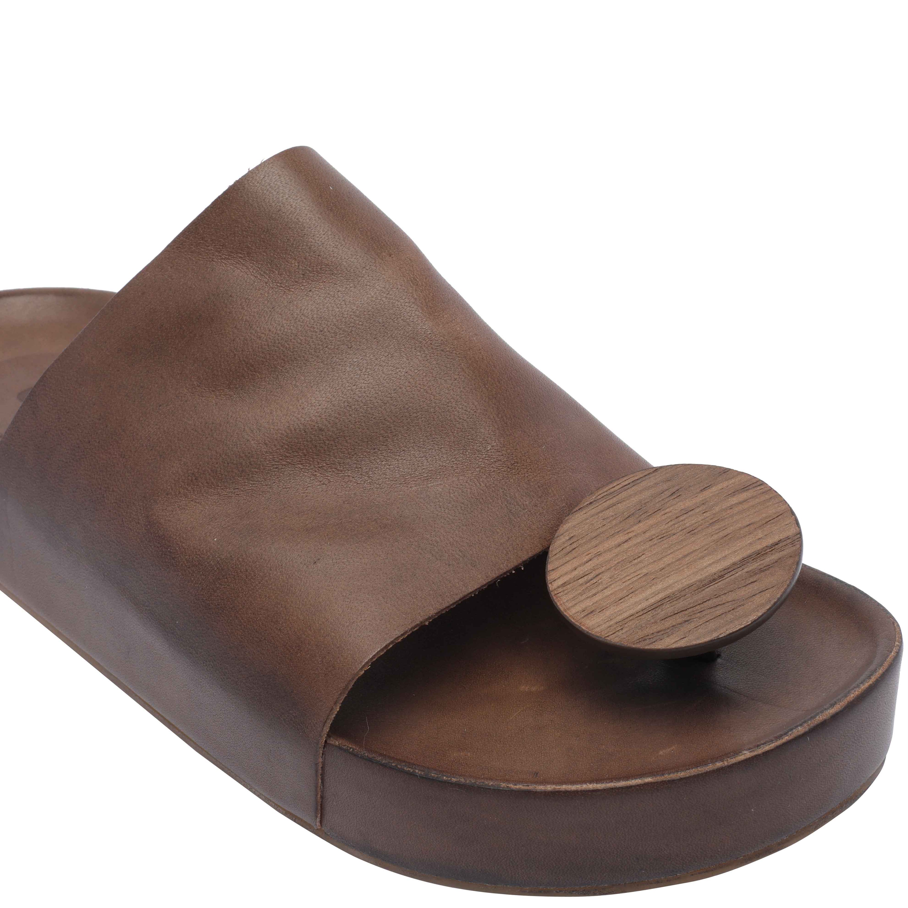 Uma Wang Sandals Brown Calf Leather/rubber Sole