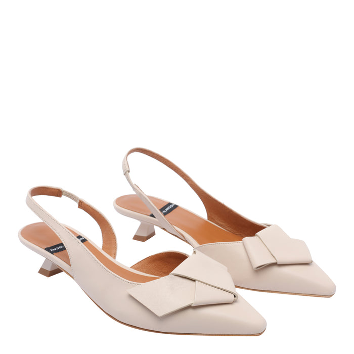 Angel Alarcon With Heel White Calf Leather/rubber Sole