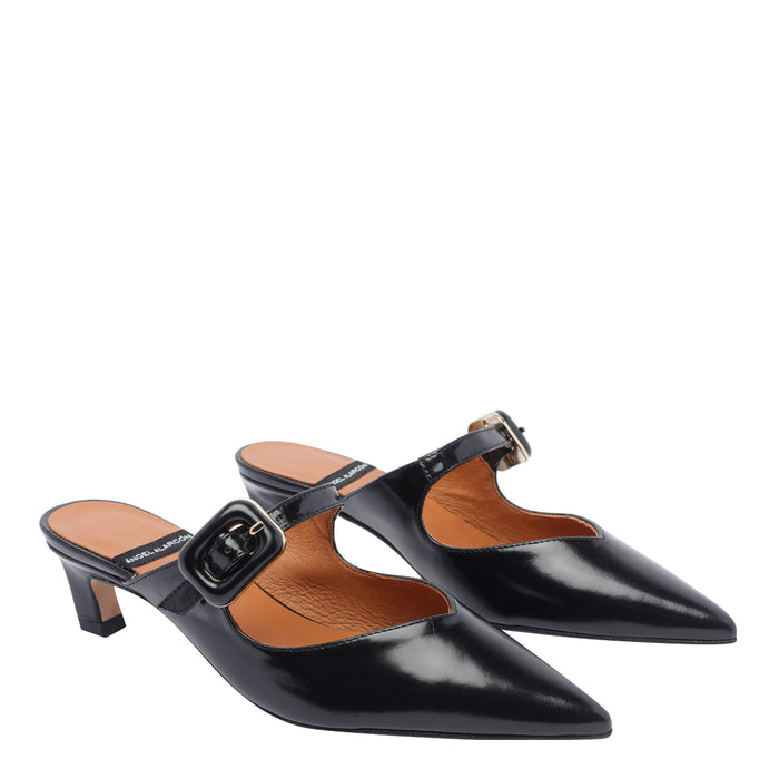 Angel Alarcon With Heel Black Calf Leather/rubber Sole