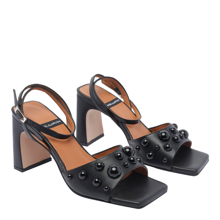 ANGEL ALARCON Sandals Black Calf Leather/rubber Sole
