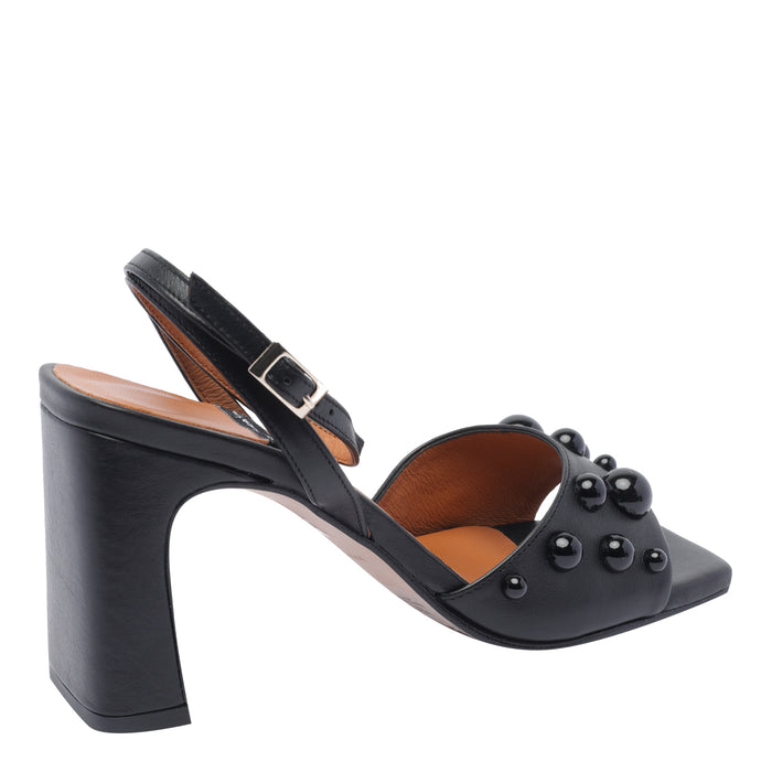 ANGEL ALARCON Sandals Black Calf Leather/rubber Sole