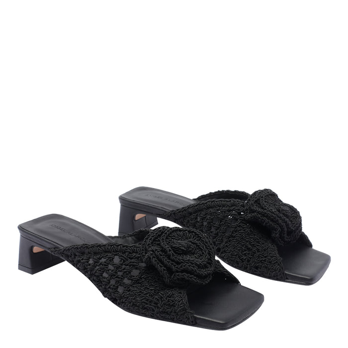 Angel Alarcon Sandals Black Fabric/rubber Sole