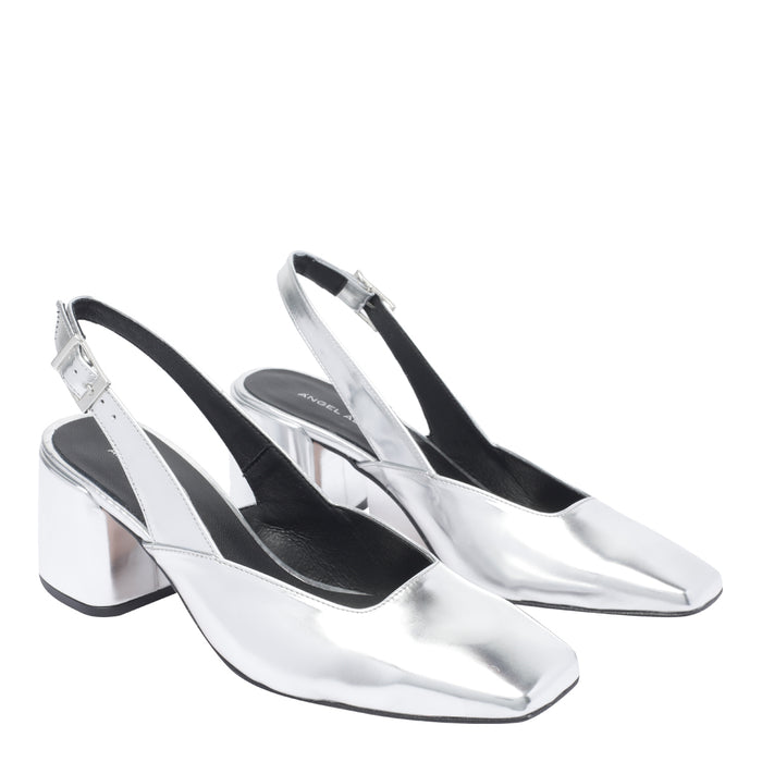 Angel Alarcon With Heel Silver Calf Leather/rubber Sole