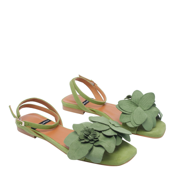 Angel Alarcon Sandals Green Suede/rubber Sole