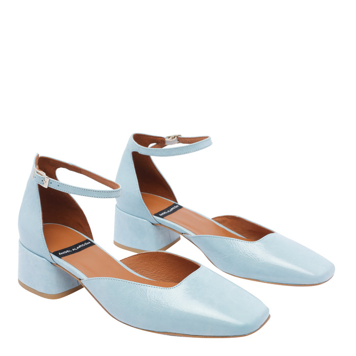 Angel Alarcon With Heel Blue Calf Leather/rubber Sole