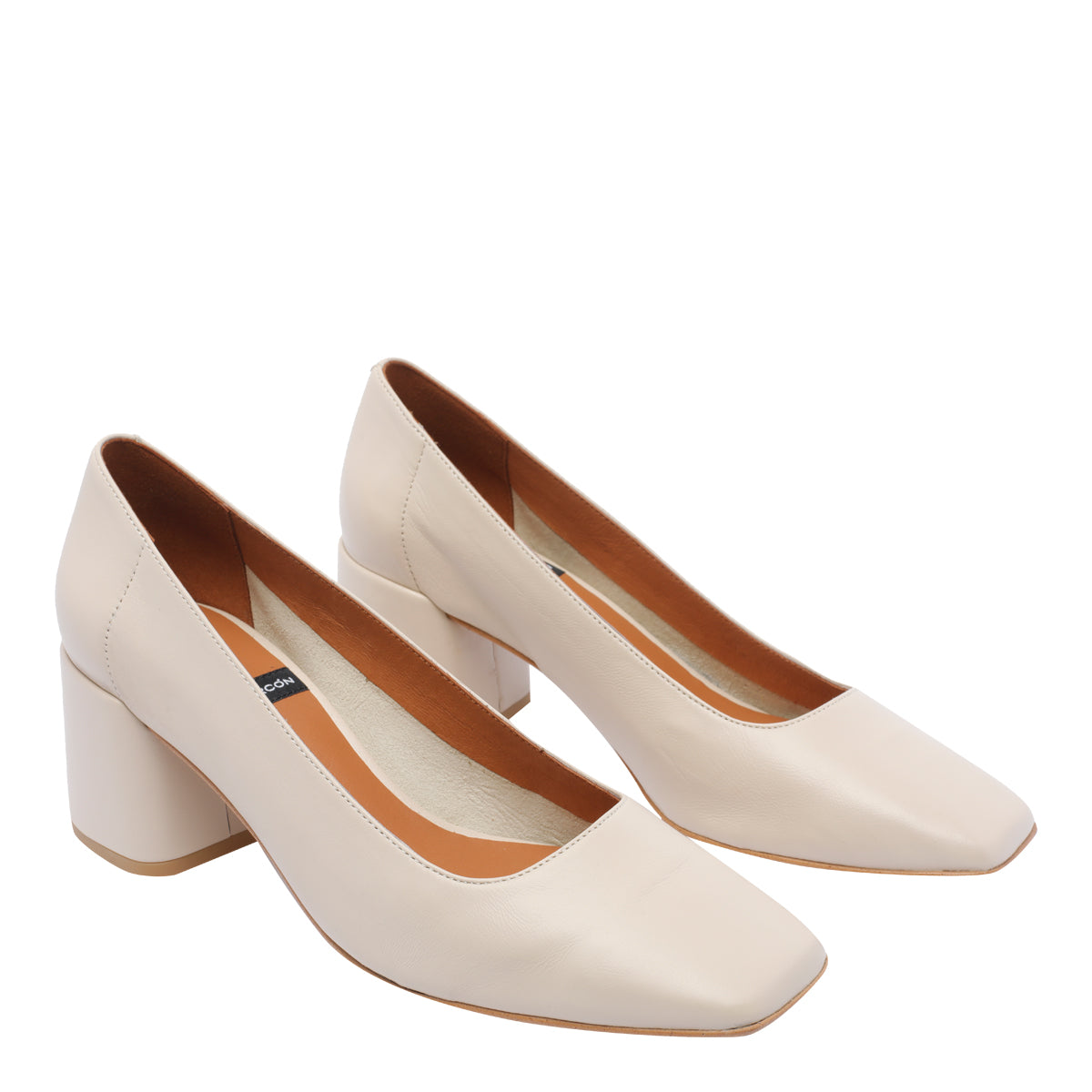 Angel Alarcon With Heel White Calf Leather/rubber Sole