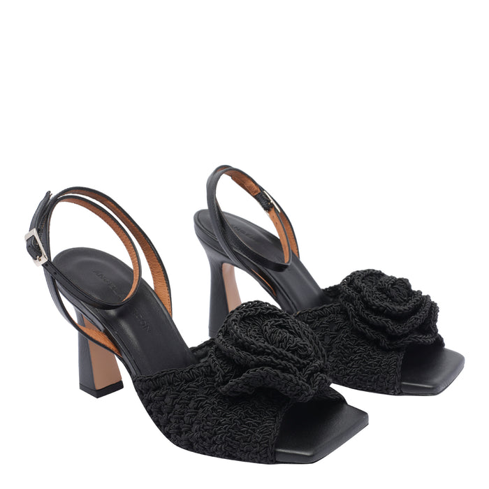 Angel Alarcon Sandals Black Fabric/rubber Sole
