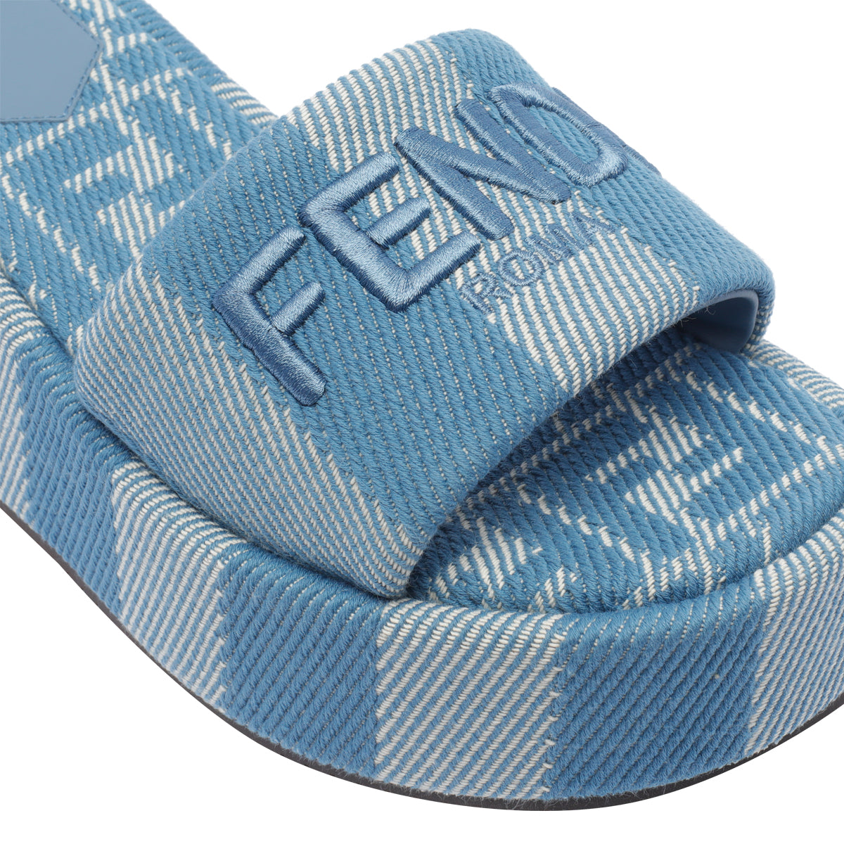 Fendi Sandals Blue Fabric/rubber Sole