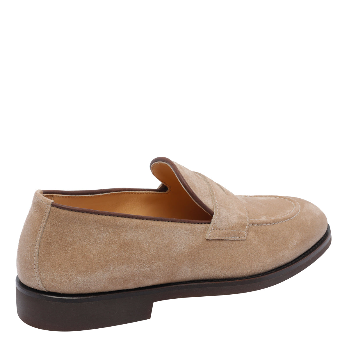 Brunello Cucinelli Flat Shoes Beige Suede Leather/rubber Sole