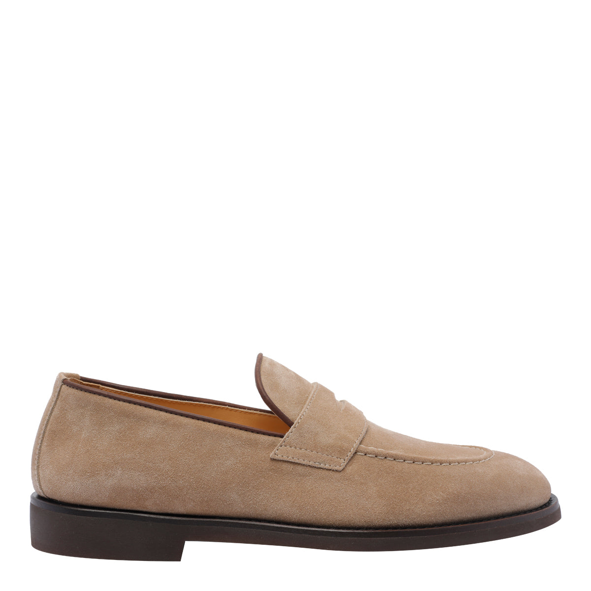Brunello Cucinelli Flat Shoes Beige Suede Leather/rubber Sole