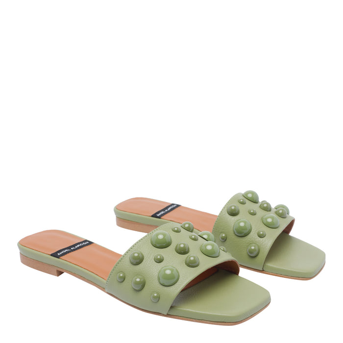 Angel Alarcon Sandals Green Calf Leather/rubber Sole