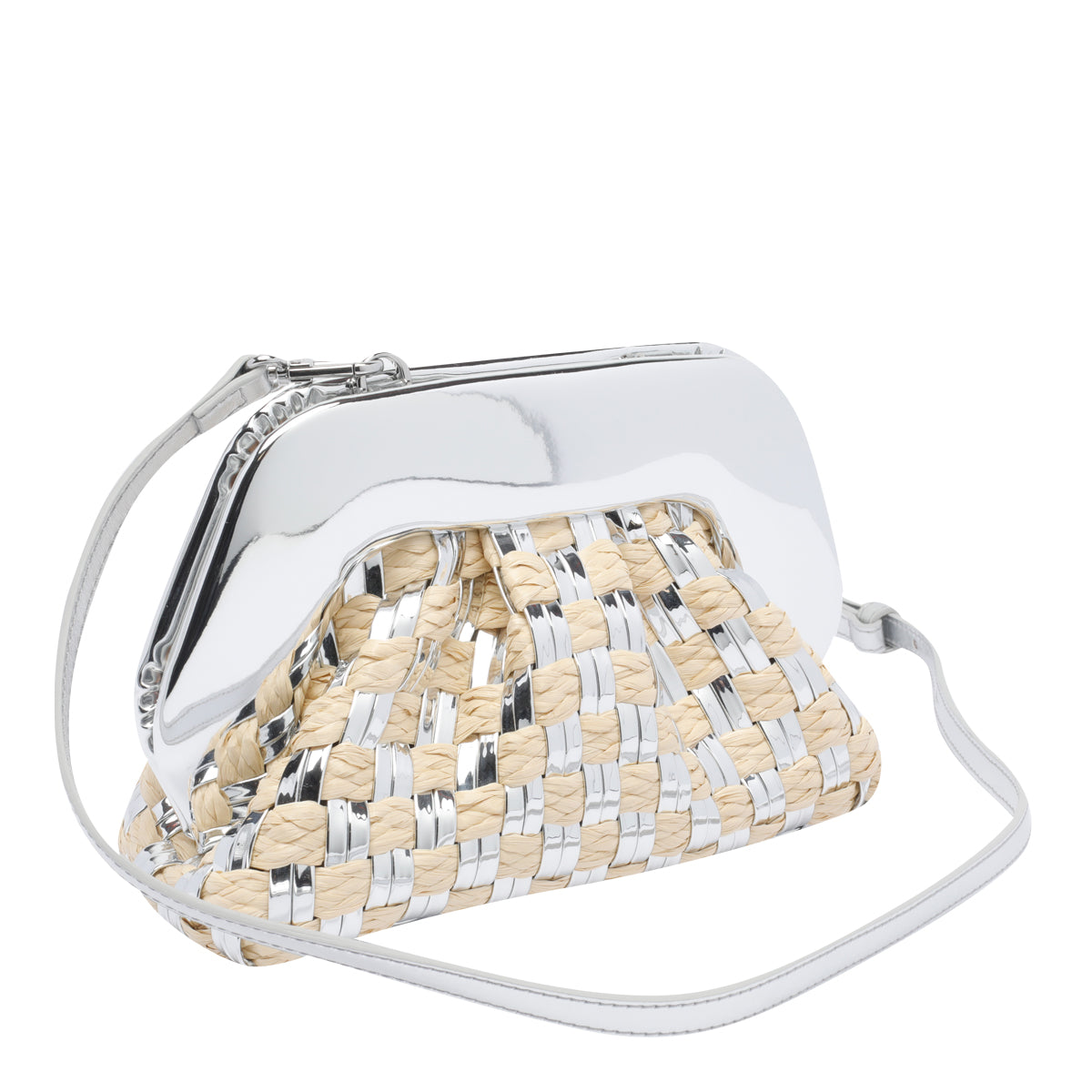The Moire Bags Silver Straw Vegan