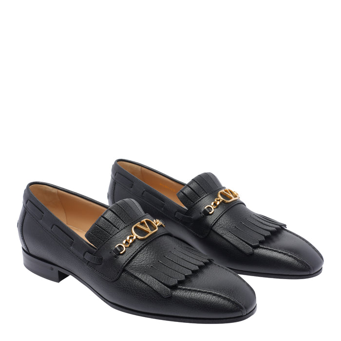 Valentino Garavani Flat Shoes Black Calf Leather/leather Sole