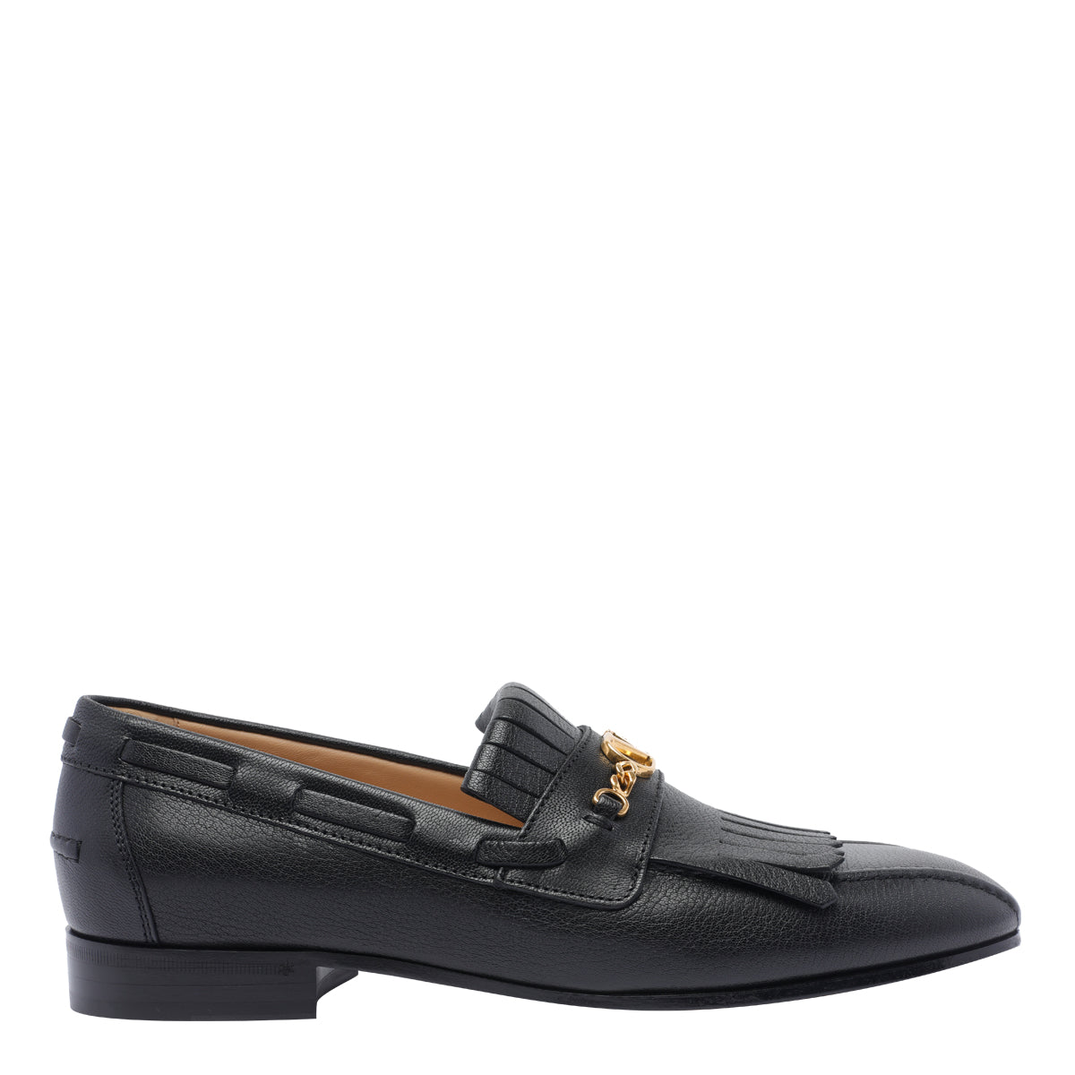 Valentino Garavani Flat Shoes Black Calf Leather/leather Sole