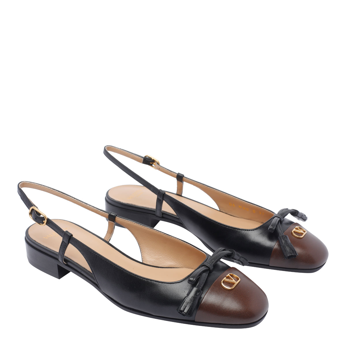 Valentino Garavani Flat Shoes Black Calf Leather/leather Sole