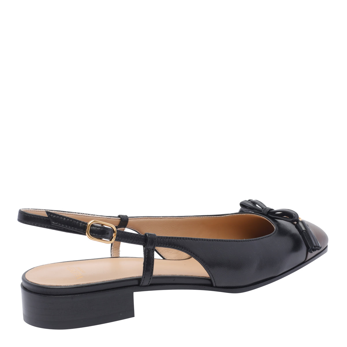 Valentino Garavani Flat Shoes Black Calf Leather/leather Sole