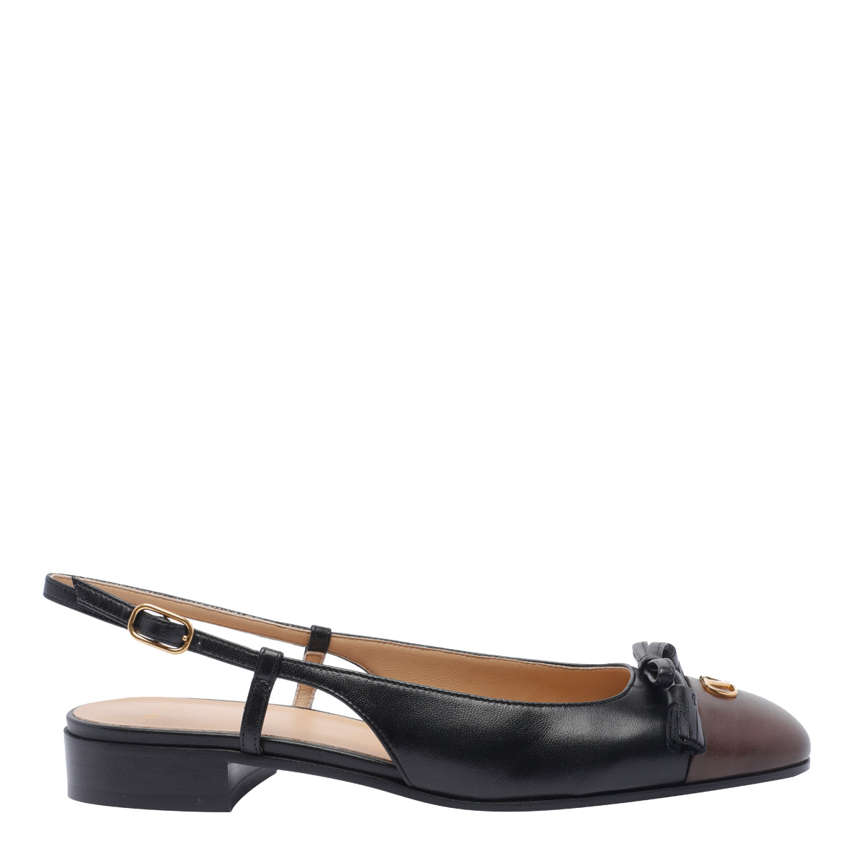 Valentino Garavani Flat Shoes Black Calf Leather/leather Sole