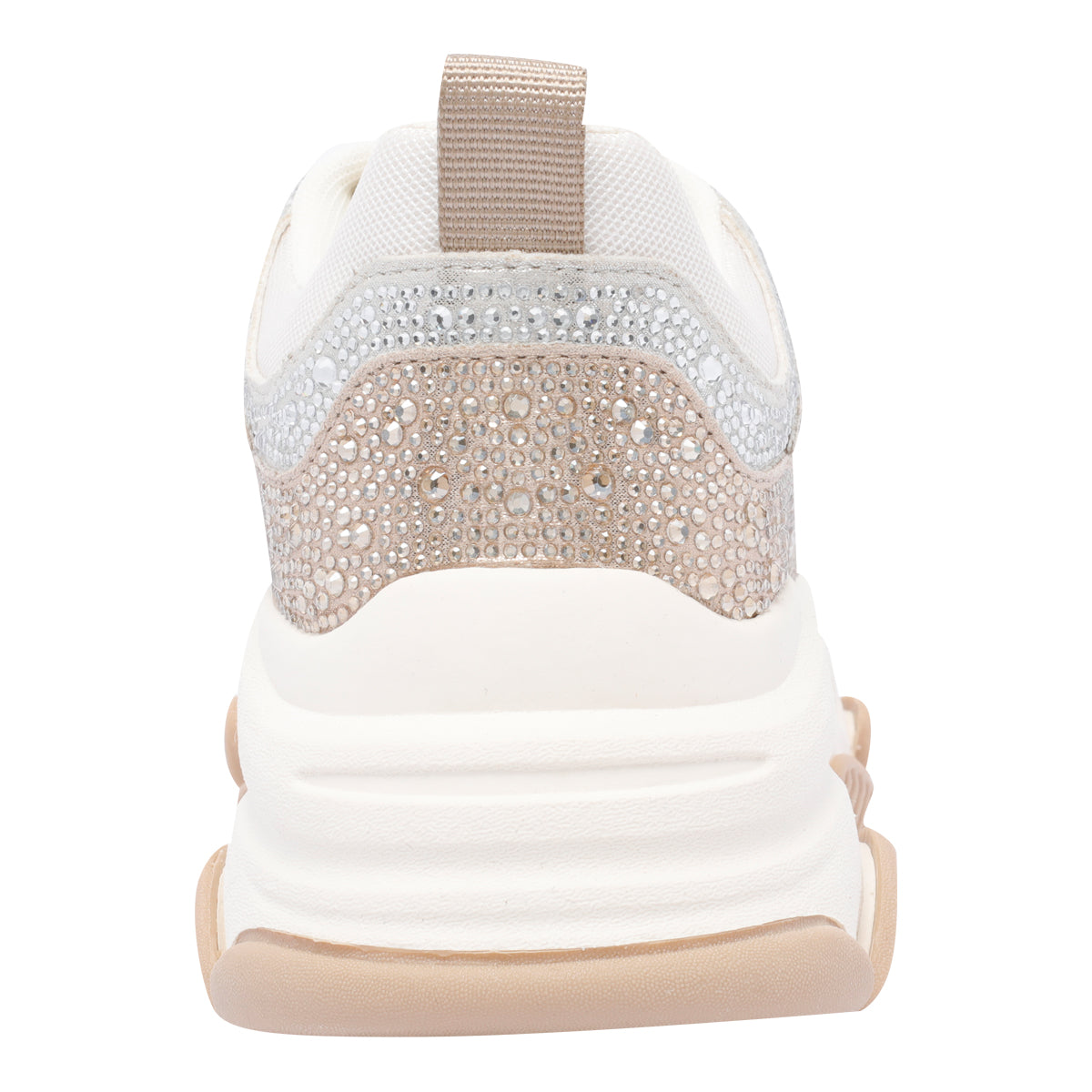 Steve Madden Sneakers Beige Fabric Strass /rubber Sole