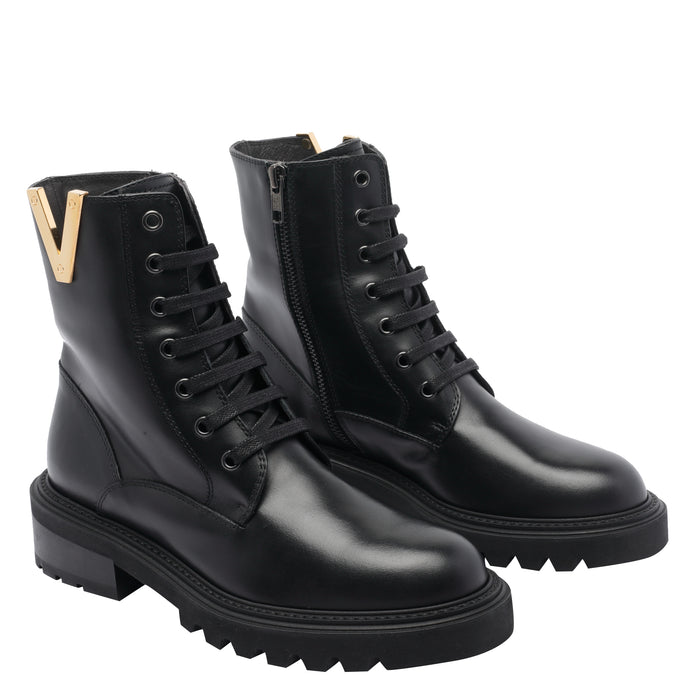 Via Roma 15 Boots Black Leather Rubber Sole