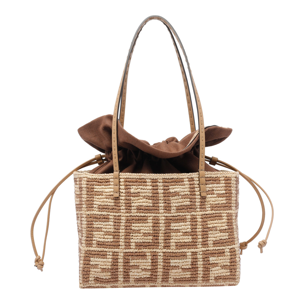 Fendi Bags Beige Rafia Fabric Leather Trim