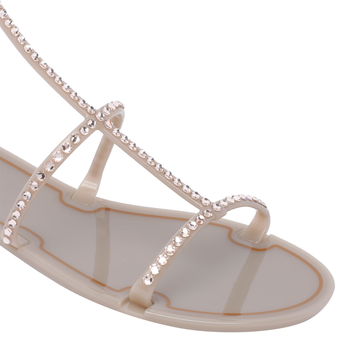 Menghi Sandals Beige Rubber And Strass/rubber Sole