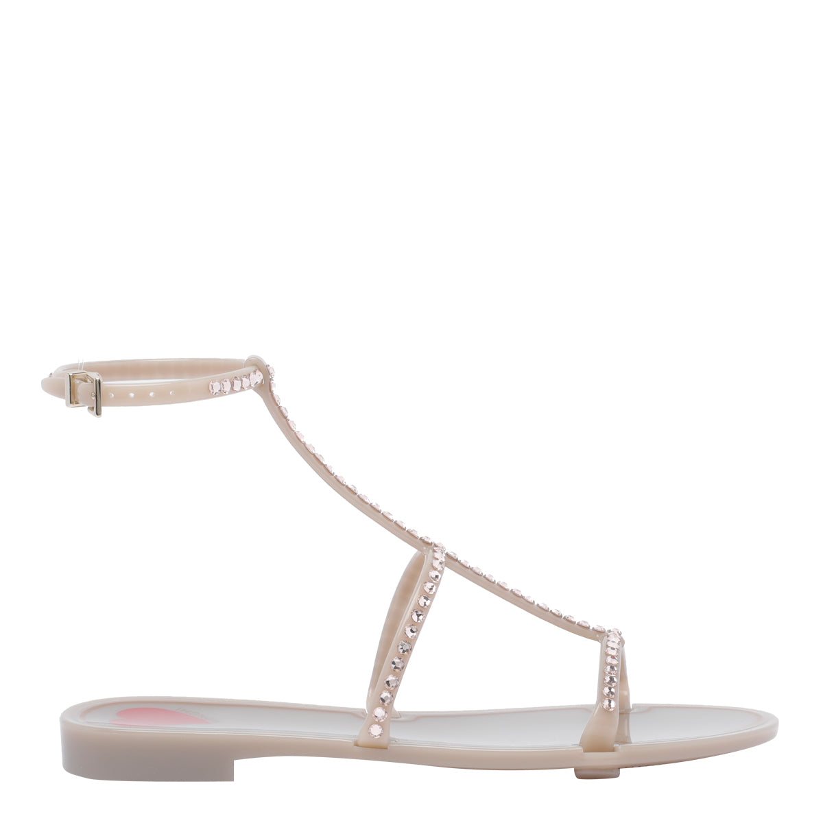 Menghi Sandals Beige Rubber And Strass/rubber Sole