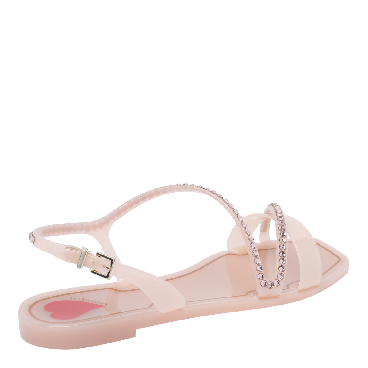 Menghi Sandals Pink Rubber And Strass/rubber Sole