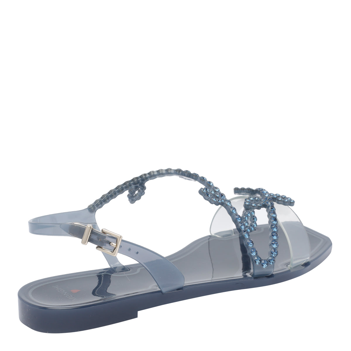 Menghi Sandals Blue Rubber And Strass/rubber Sole