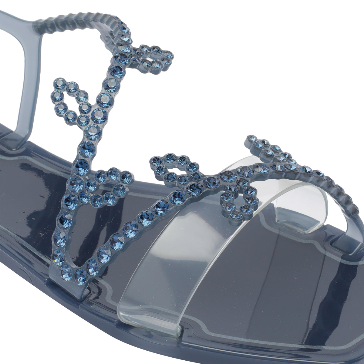 Menghi Sandals Blue Rubber And Strass/rubber Sole