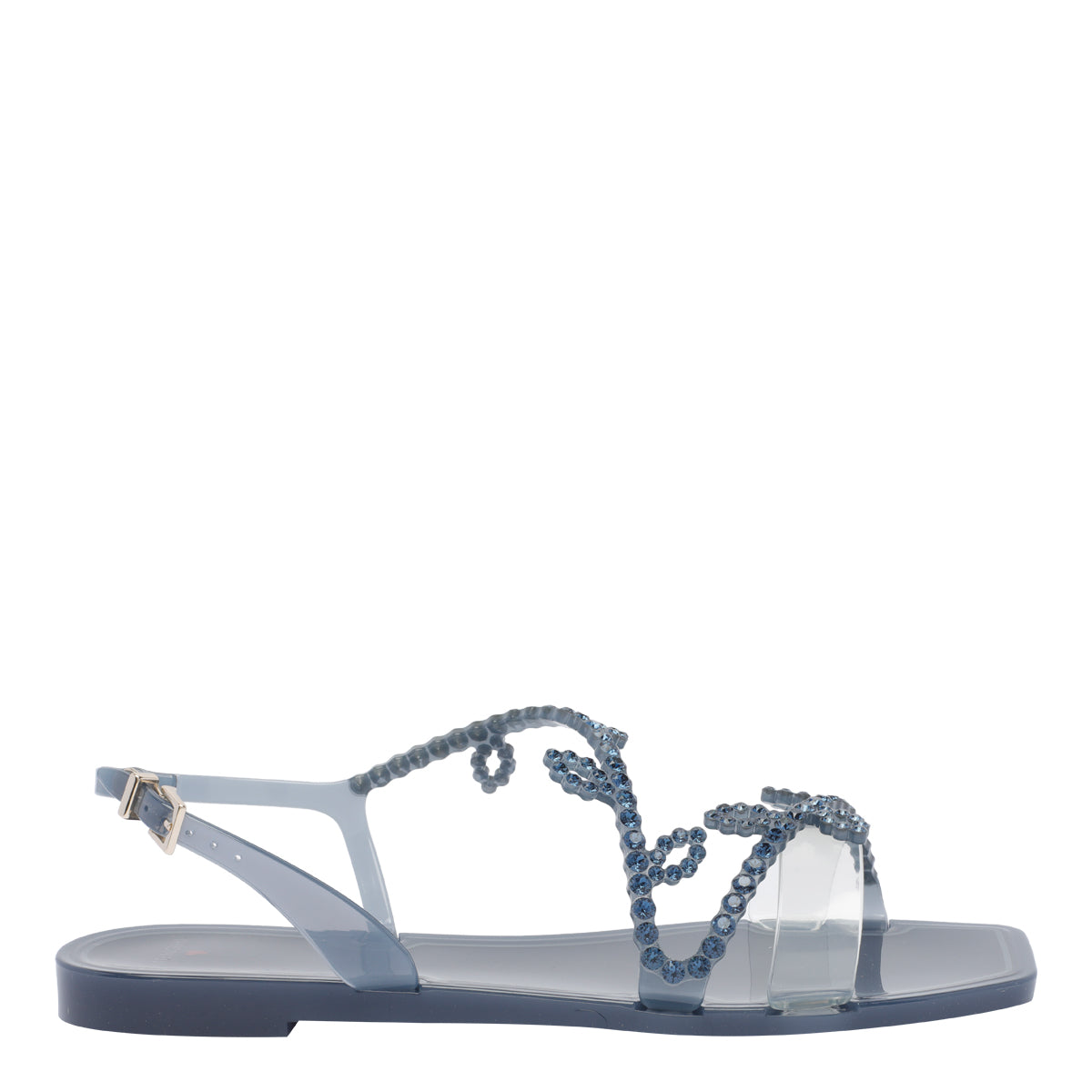 Menghi Sandals Blue Rubber And Strass/rubber Sole
