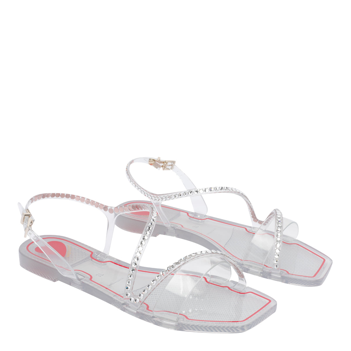 Menghi Sandals Silver Rubber And Strass/rubber Sole