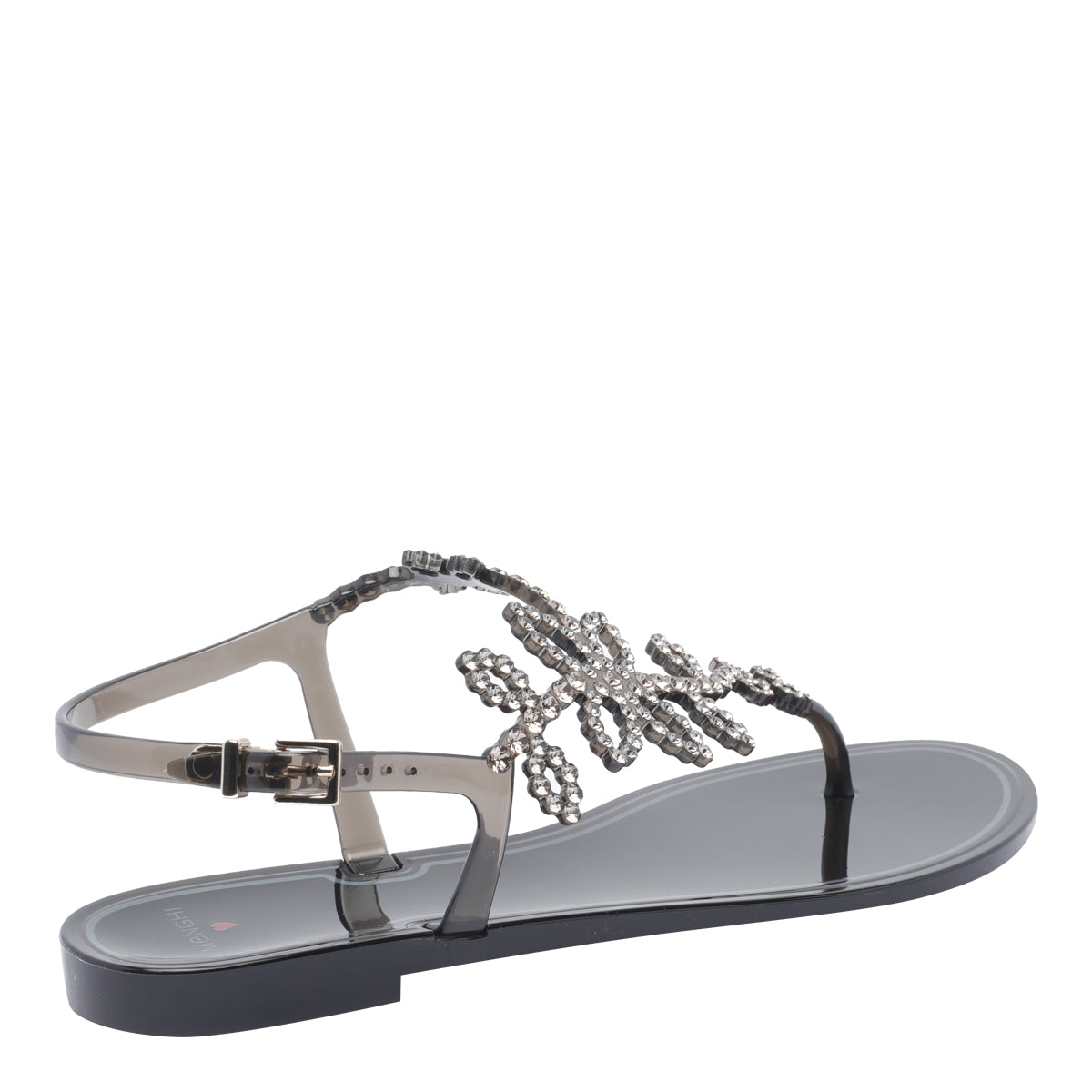 Menghi Sandals Black Rubber And Strass/rubber Sole