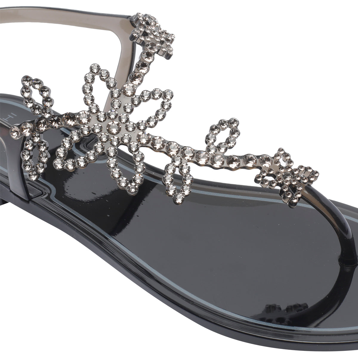 Menghi Sandals Black Rubber And Strass/rubber Sole