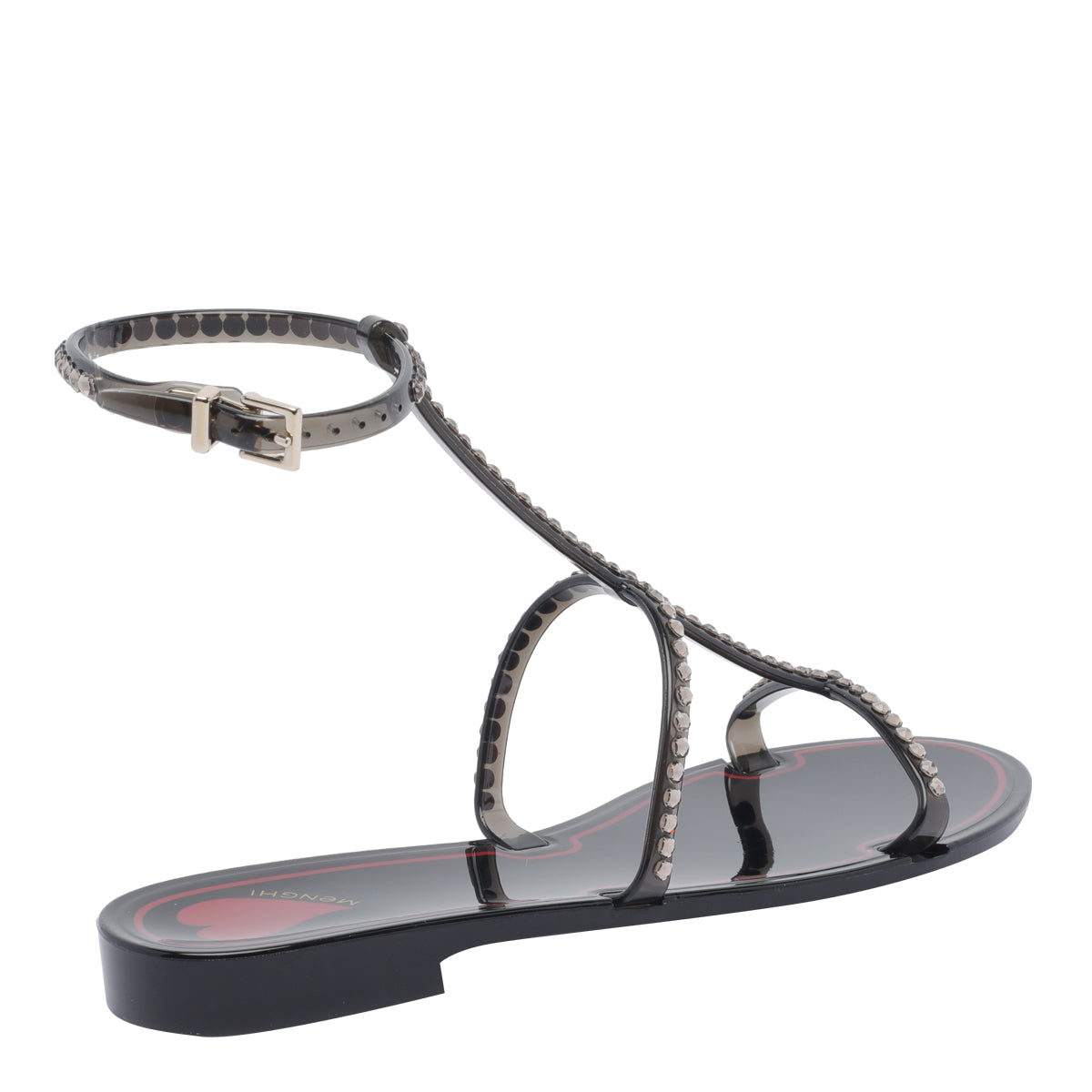 Menghi Sandals Black Rubber And Strass/rubber Sole