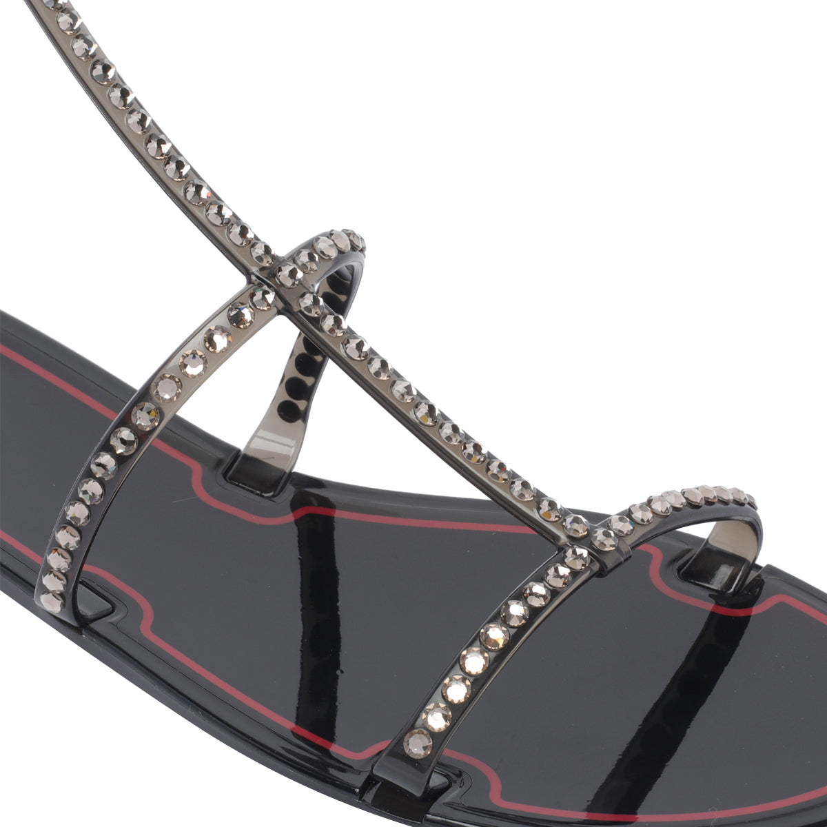 Menghi Sandals Black Rubber And Strass/rubber Sole