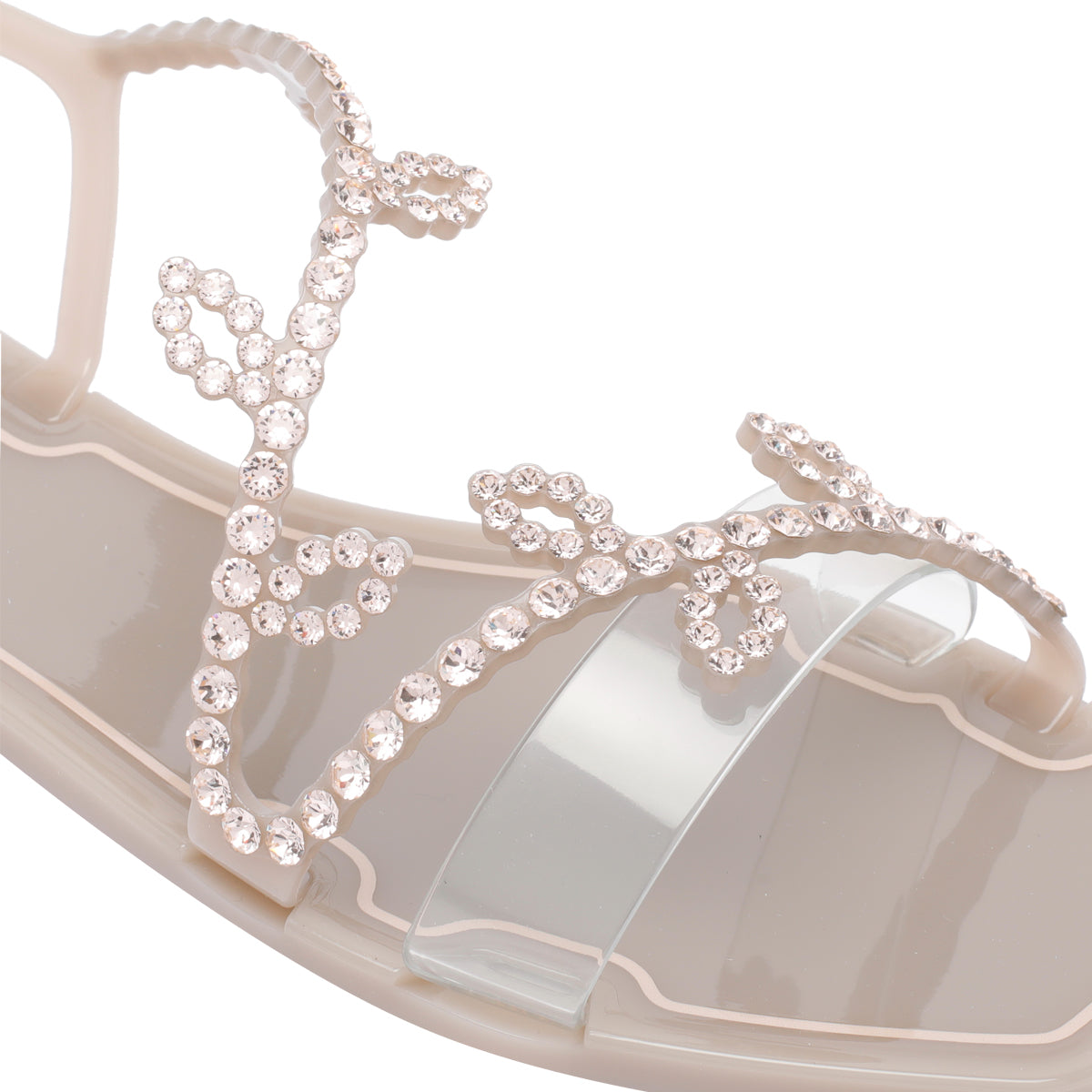 Menghi Sandals Beige Rubber And Strass/rubber Sole