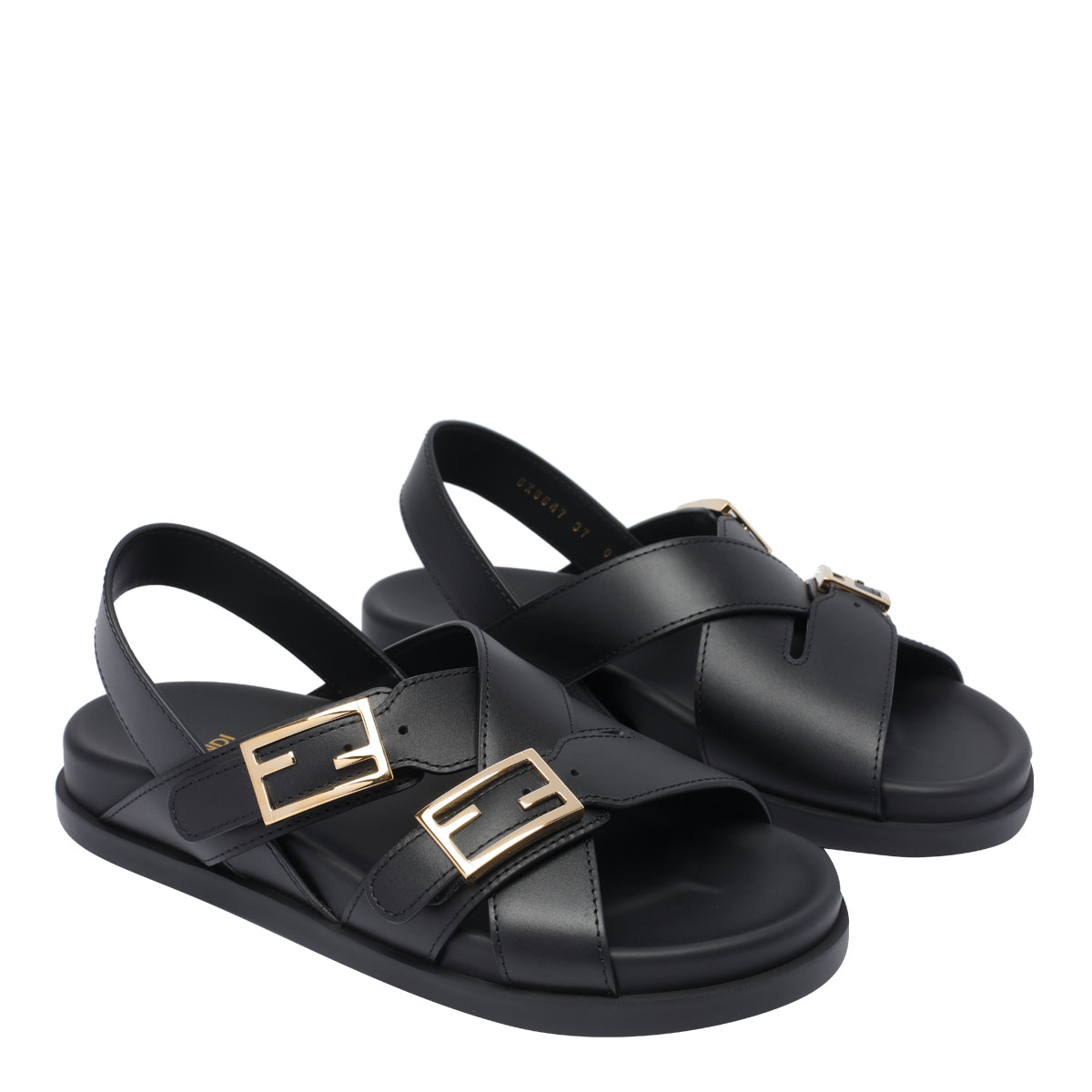 Fendi Sandals Black Calf Leather/rubber Sole