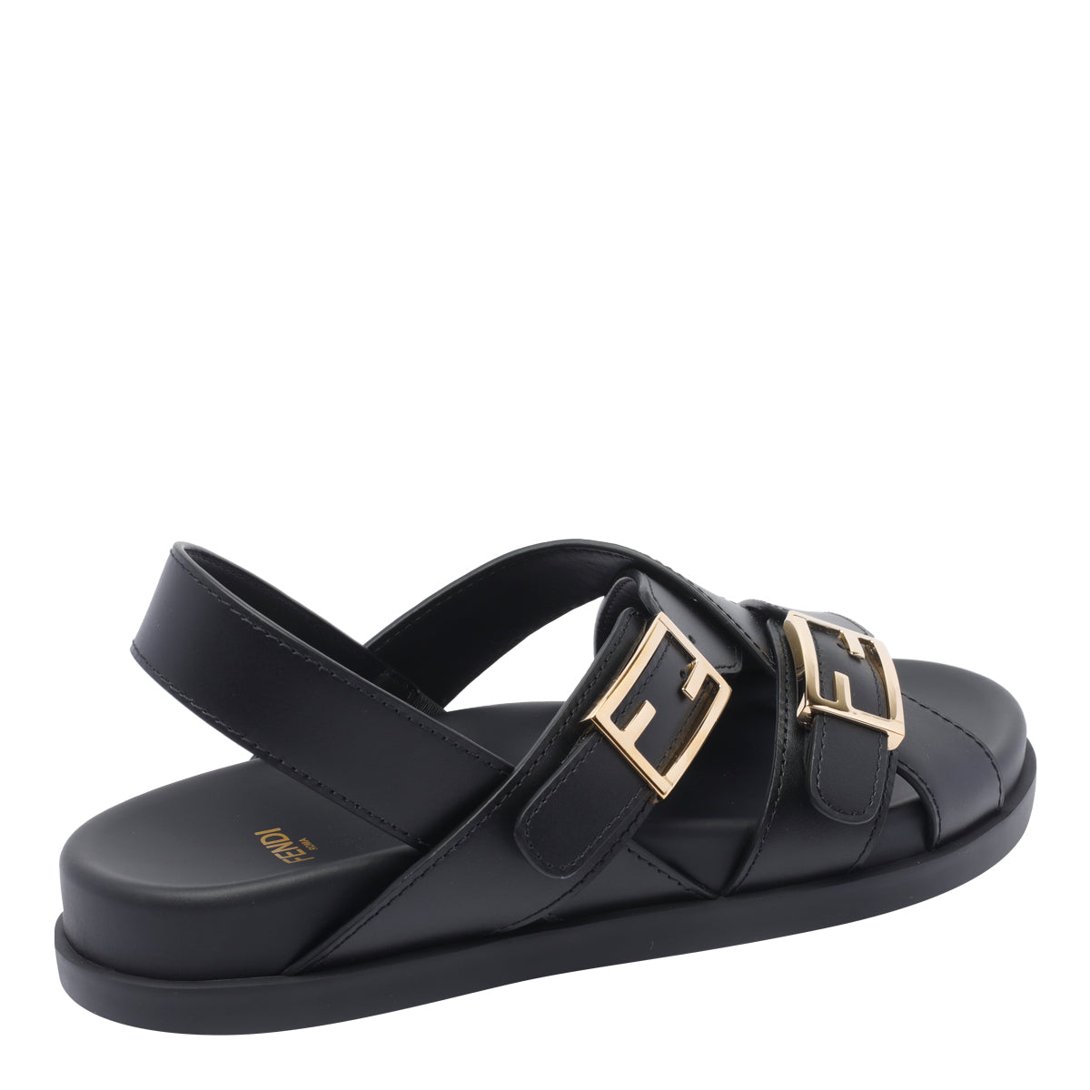 Fendi Sandals Black Calf Leather/rubber Sole