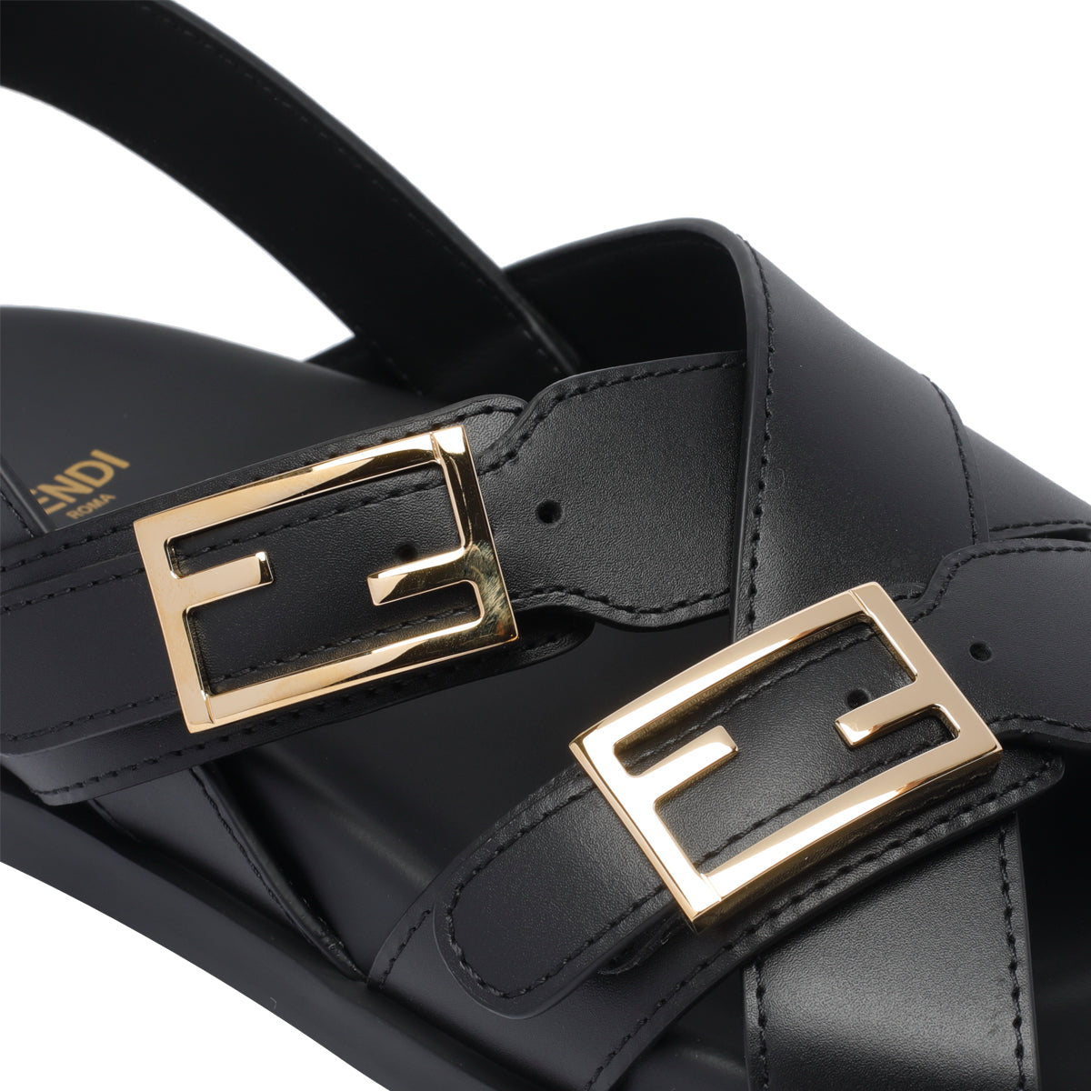 Fendi Sandals Black Calf Leather/rubber Sole