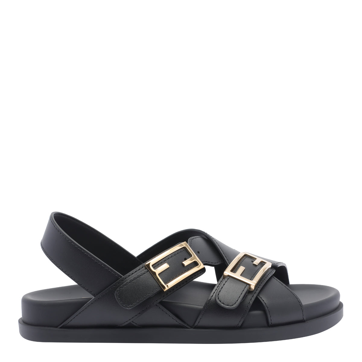 Fendi Sandals Black Calf Leather/rubber Sole