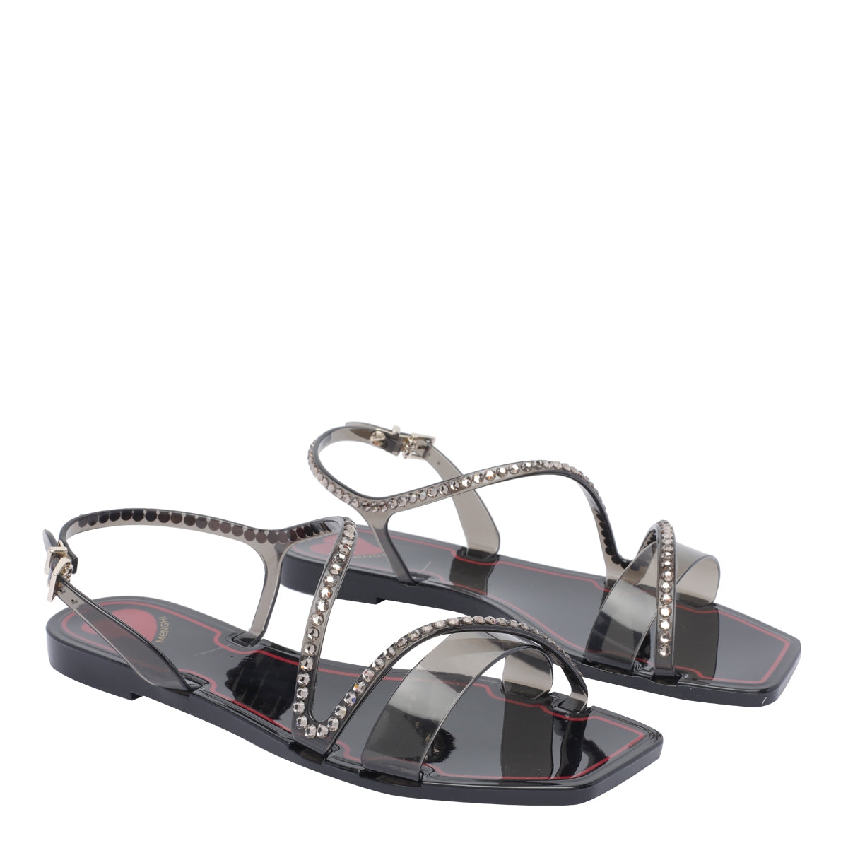 Menghi Sandals Black Rubber And Strass/rubber Sole